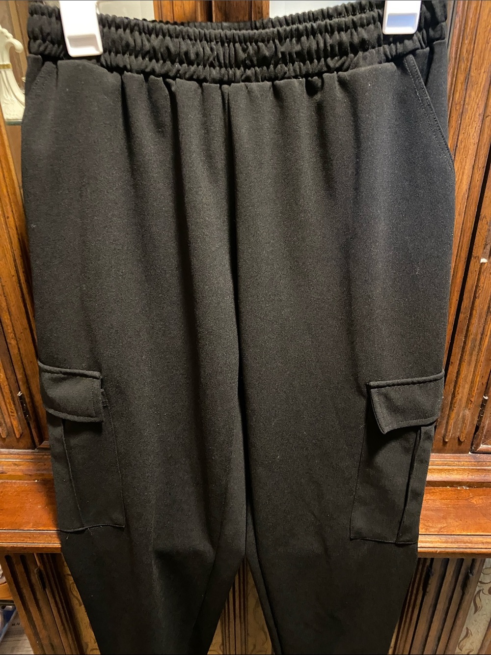 Women’s Black Cargo Jogger Pants - Elastic Waist